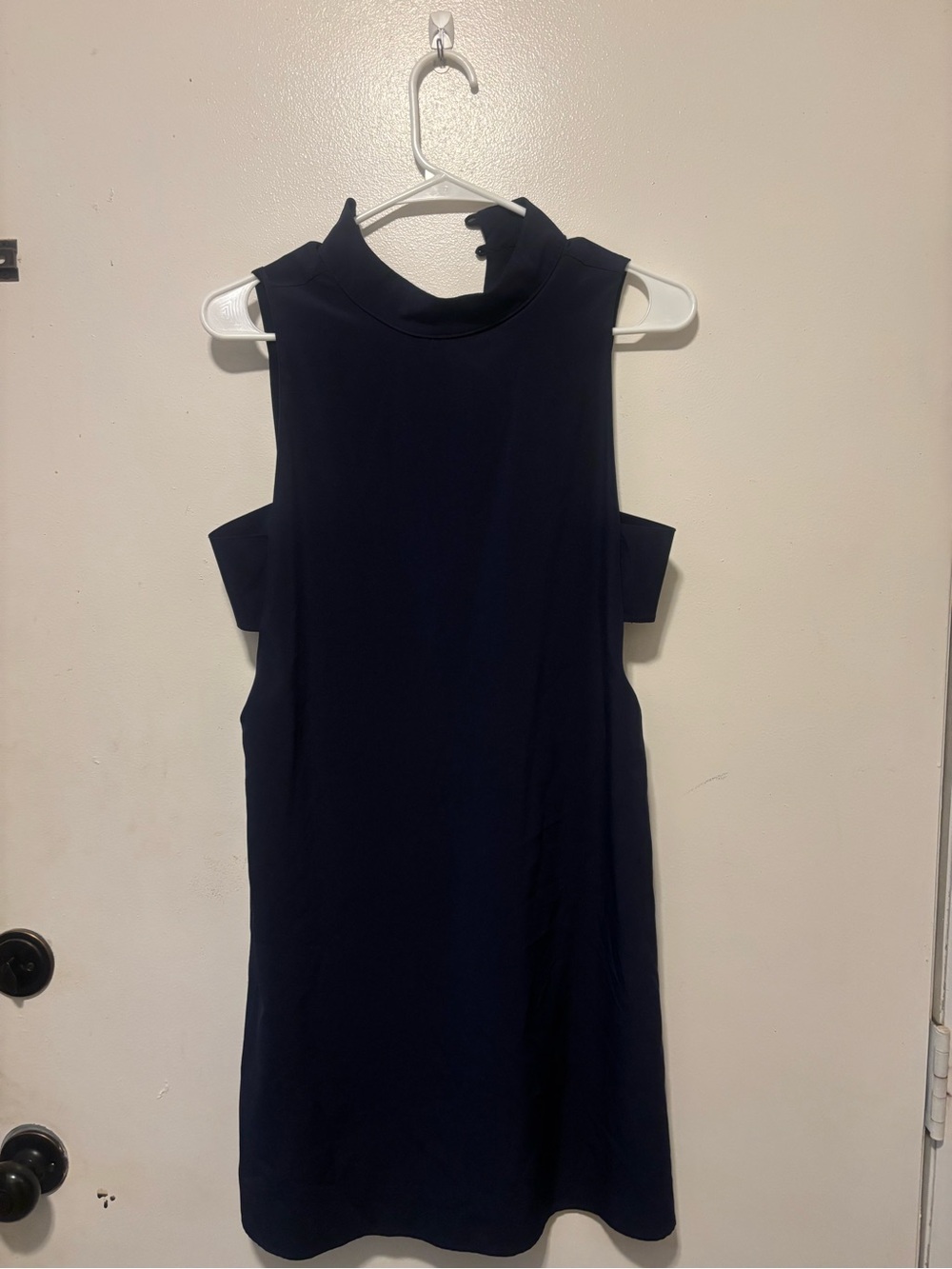 Sleeveless Navy Mini Dress with High Neck